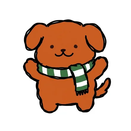 목도리를 두른 강아지 캐릭터
