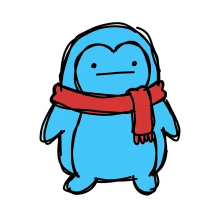 목도리를 두른 펭귄 캐릭터